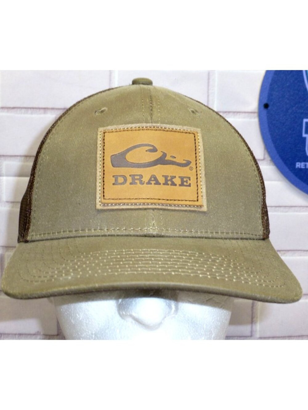 Drake Olive Green Mesh Back Adjustable Trucker Hat With Logo Patch